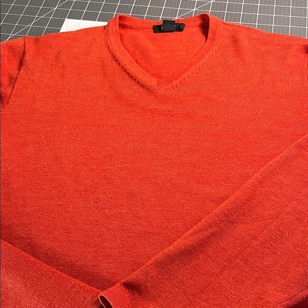 J. Crew Merino Wool V-Neck Sweater in Orange Rust